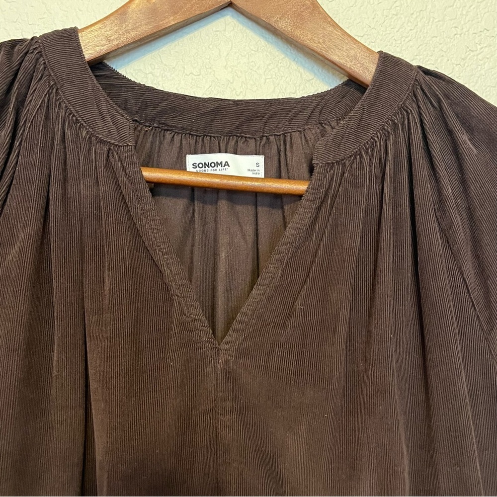 Sonoma Brown Corduroy Long Sleeve Tiered Waist Dress Women's Small - Picture 5 of 11